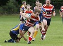 Connor Cameron charging. Background l to r : Calum Watson, Neil Wiseman, Calum 